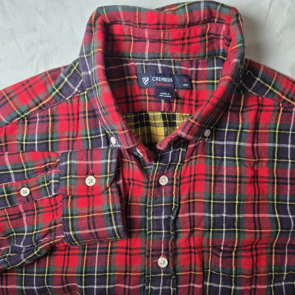 Cremieux Flannel Shirt Mens Medium Plaid  Button Down Long Sleeve Hiking Casual - Picture 1 of 8